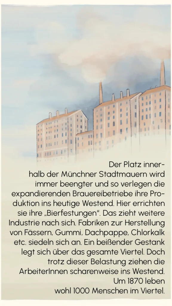 Dense residential blocks under a pale sky showing rapid urban growth in Munich's Westend – "Bavaria's New Neighbors", Westend Stories by Lea Reusse