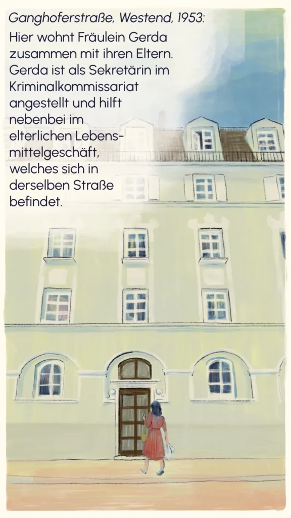 Gerda's apartment building on Ganghoferstraße in Munich's Westend, 1953 – "Fräulein Gerda", Westend Stories by Lea Reusse