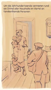Working-class family renting out a room to a lodger at their apartment door – "Ledigenheim", Westend Stories by Lea Reusse