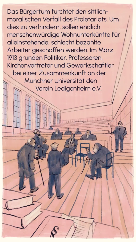 Founding assembly of the Verein Ledigenheim e.V. at Munich University in 1913 – "Ledigenheim", Westend Stories by Lea Reusse